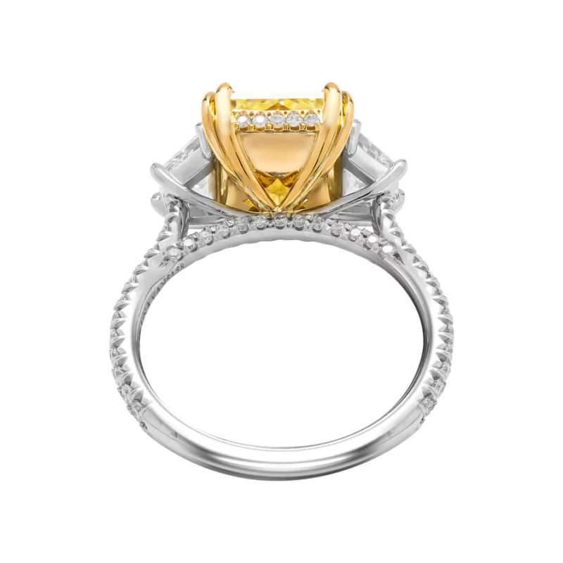 GIA Certified 3-Stone Ring with 4.50ct Fancy Light Yellow VS1 Radiant